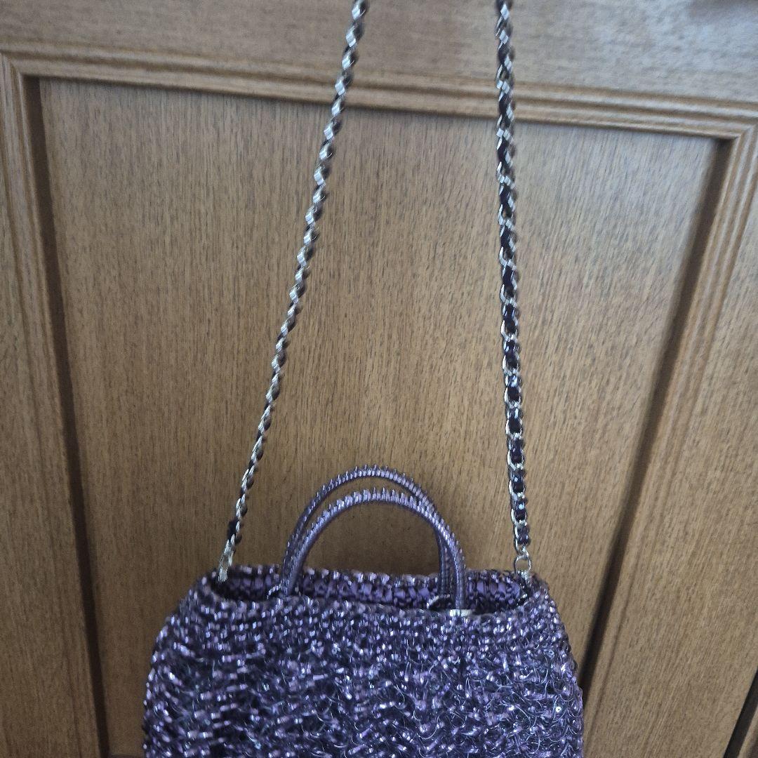 ANTEPRIMA　パープルビーズパーティーバッグ