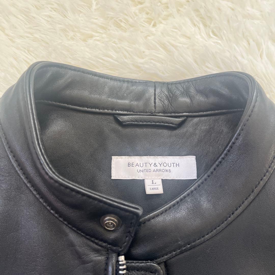 UNITED ARROWS 羊革 ラムレザー シングルライダースジャケット