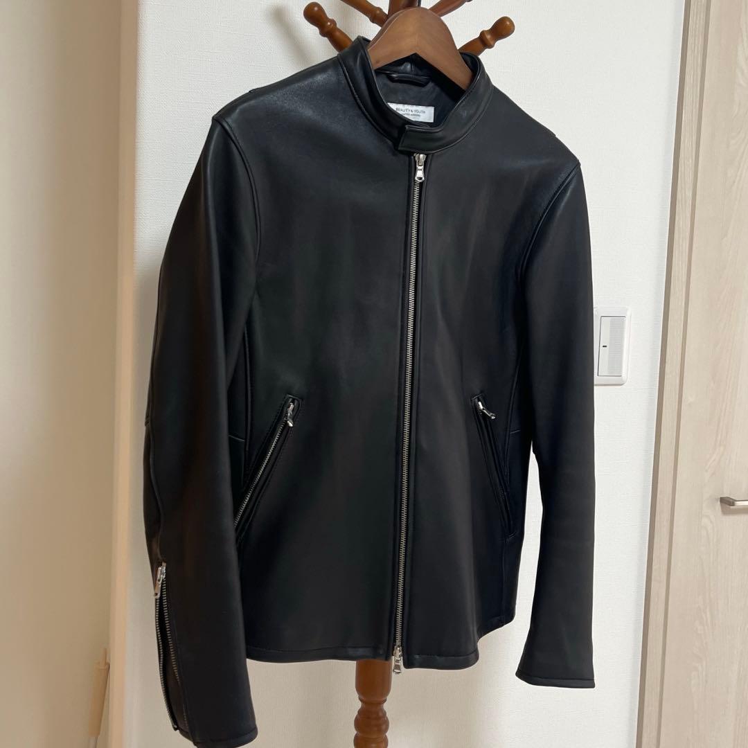 UNITED ARROWS 羊革 ラムレザー シングルライダースジャケット