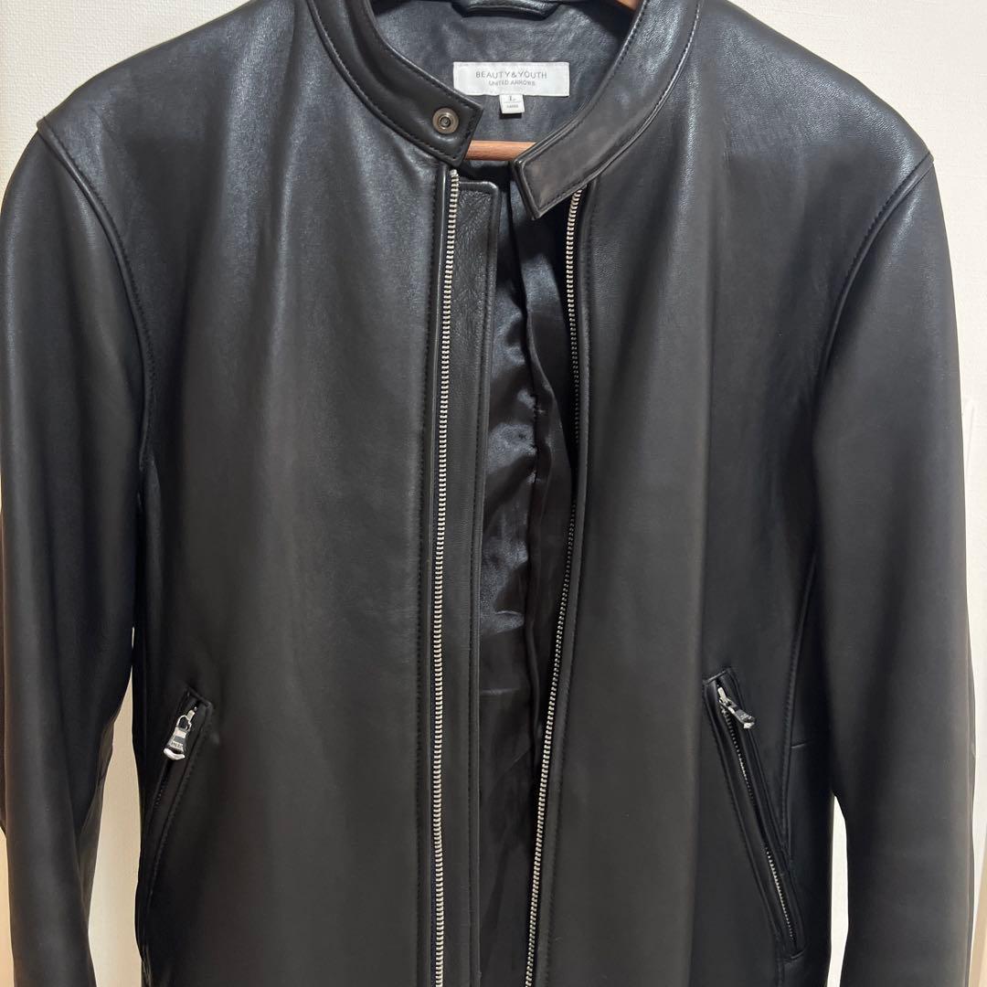 UNITED ARROWS 羊革 ラムレザー シングルライダースジャケット