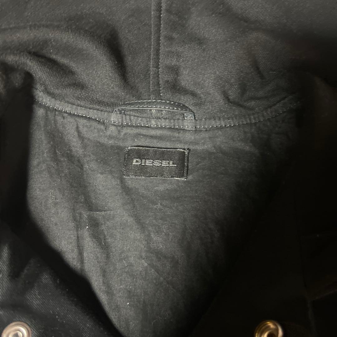 DIESEL フード付きデニムジャケット 黒 デニム レザー