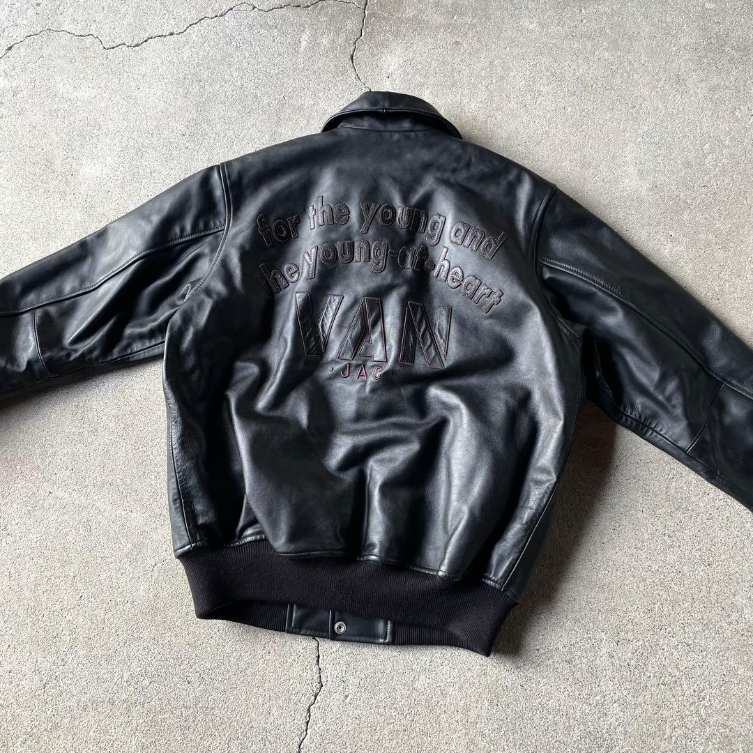VAN JACKET レザージャケット 馬革 本革 ブラック L
