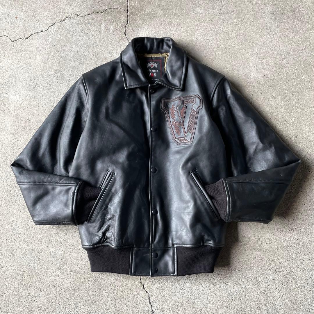 VAN JACKET レザージャケット 馬革 本革 ブラック L