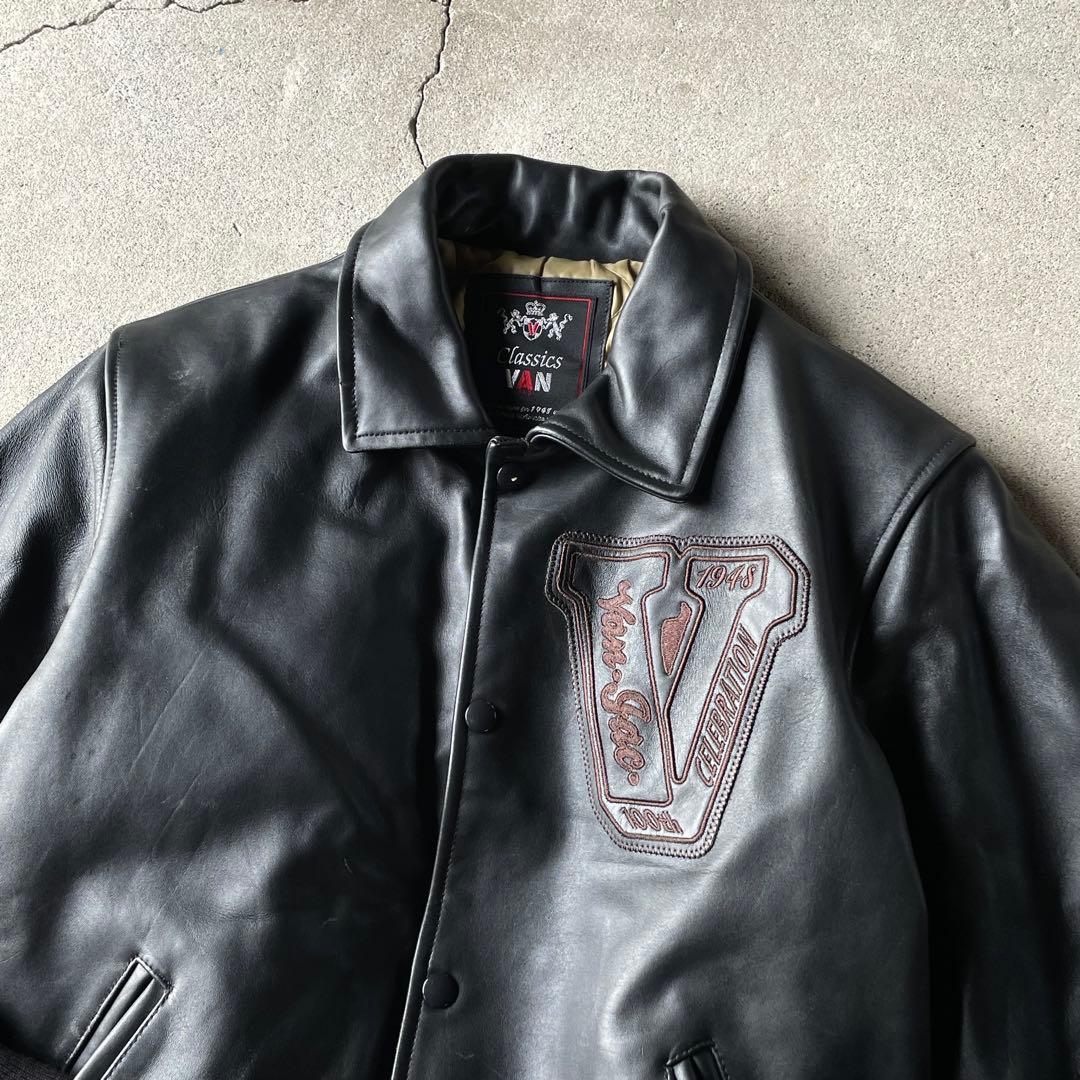 VAN JACKET レザージャケット 馬革 本革 ブラック L