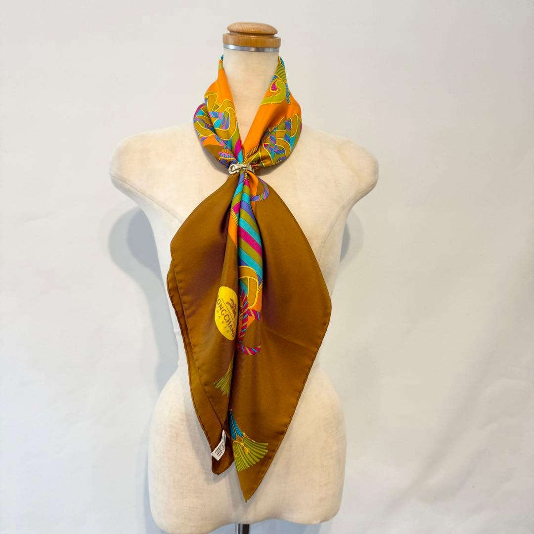 LONGCHAMP ロンシャン　シルク　大判スカーフ