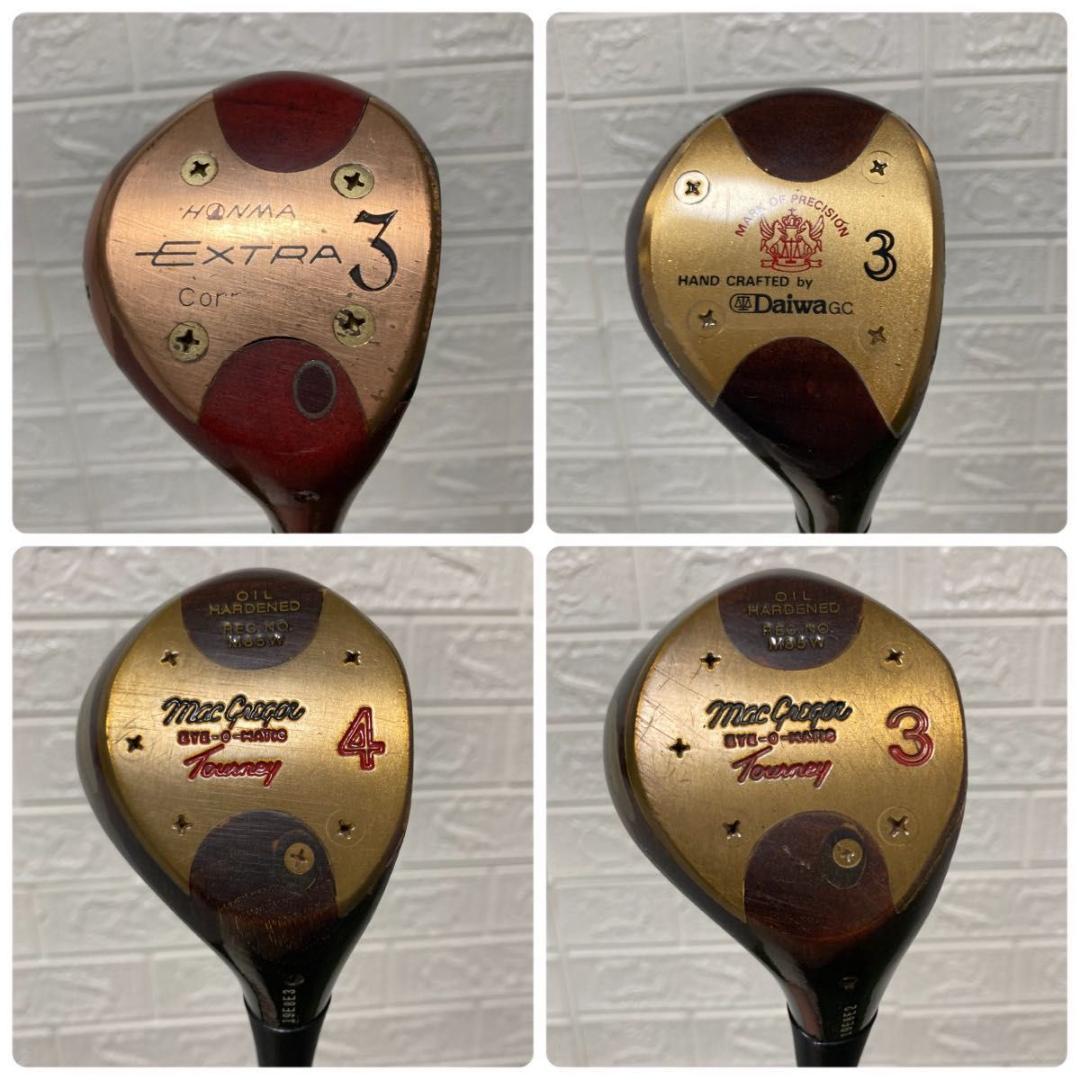 【希少】ビンテージ 木製パーシモンウッド 4本セット スチール