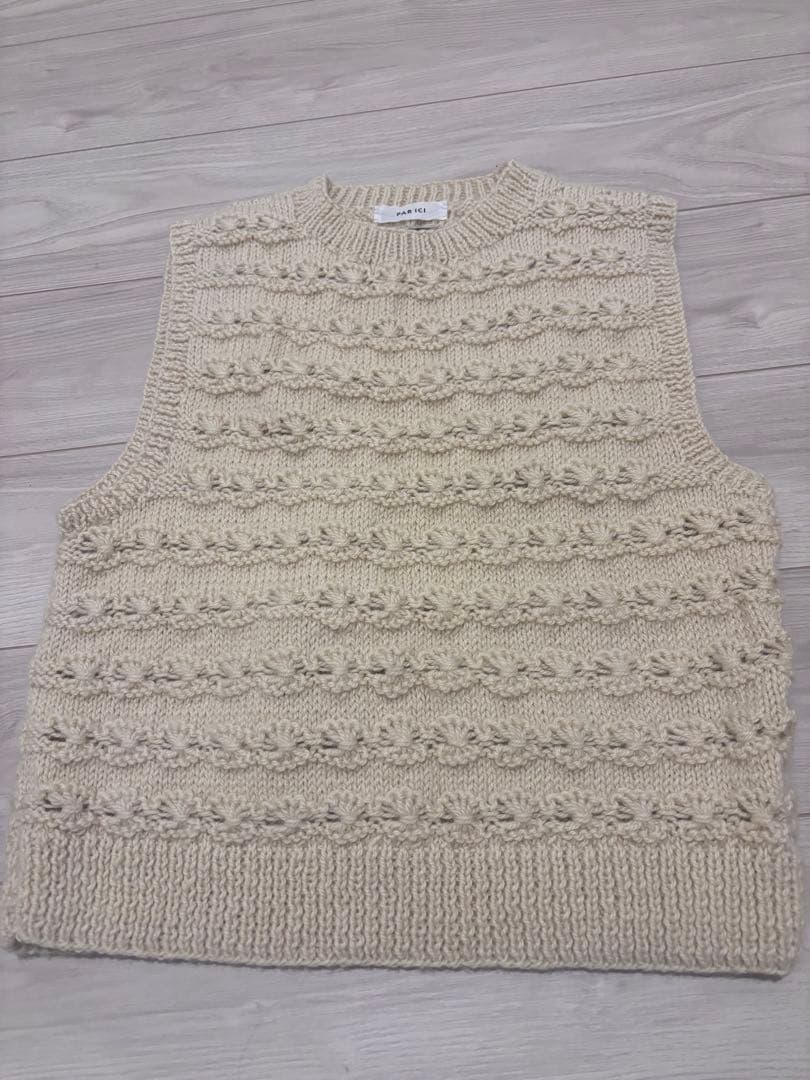 PAR ICI 【WEB別注】ネパール手編み お花編みボーダーベスト