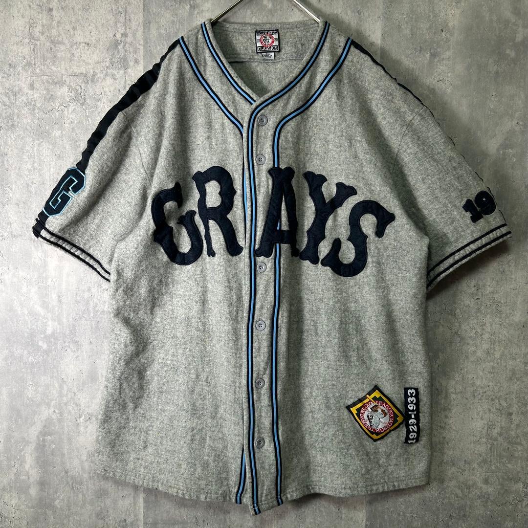 入手困難 90s ニグロリーグ GRAYS ベースボールシャツ ウール地 グレー