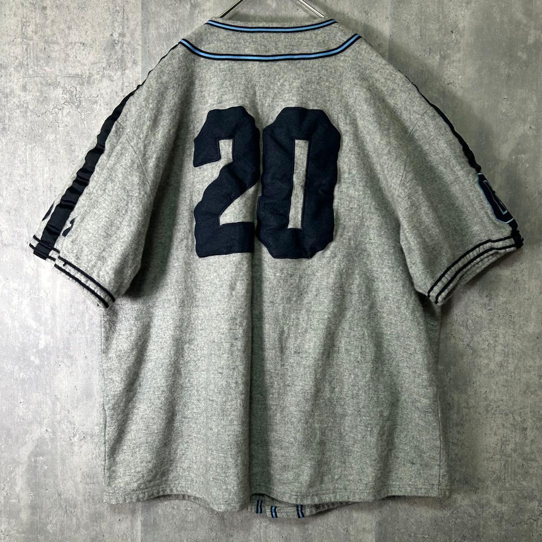 入手困難 90s ニグロリーグ GRAYS ベースボールシャツ ウール地 グレー