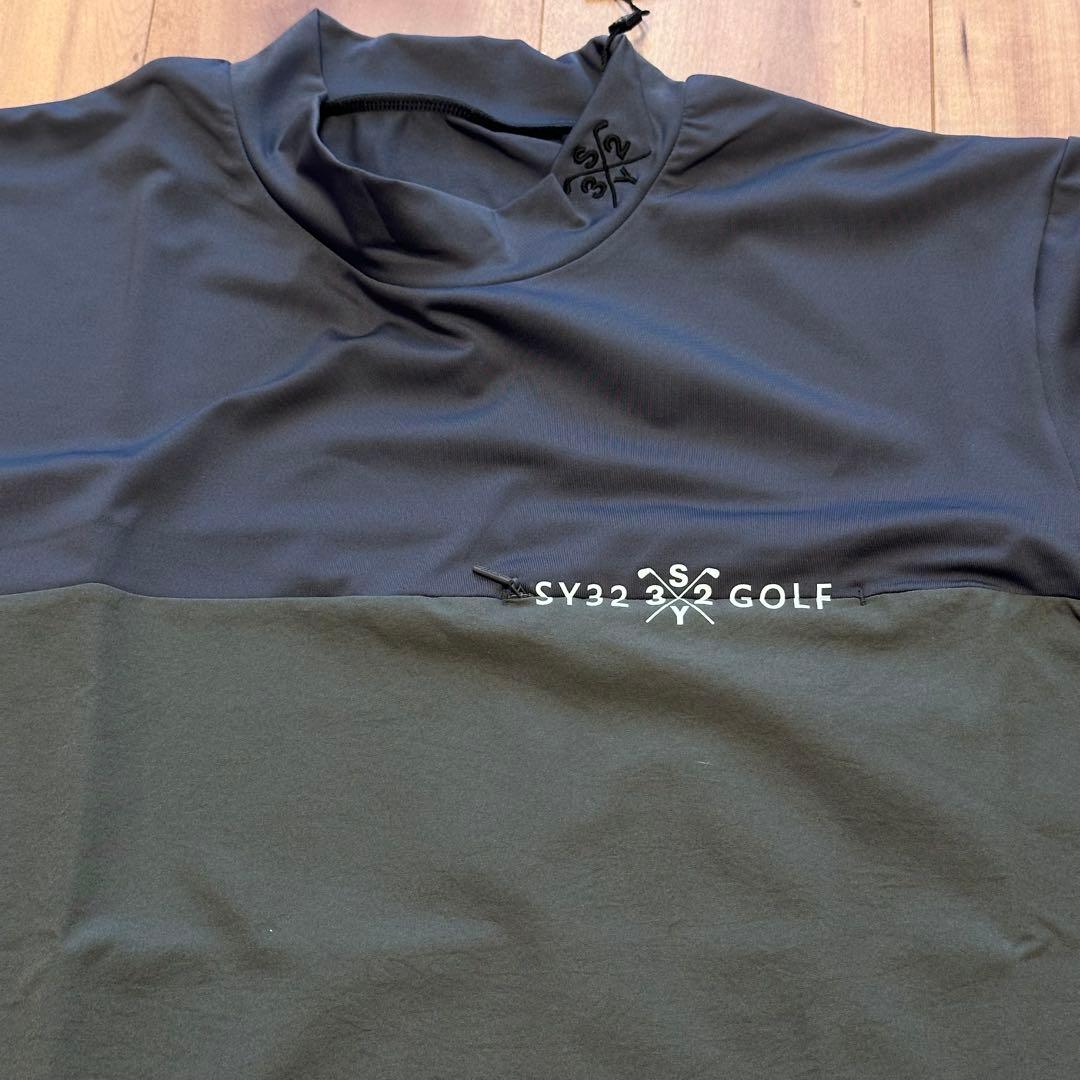 sy32 半モックネック　バイカラー　サイズL メンズ　おしゃれなデザイン　春夏