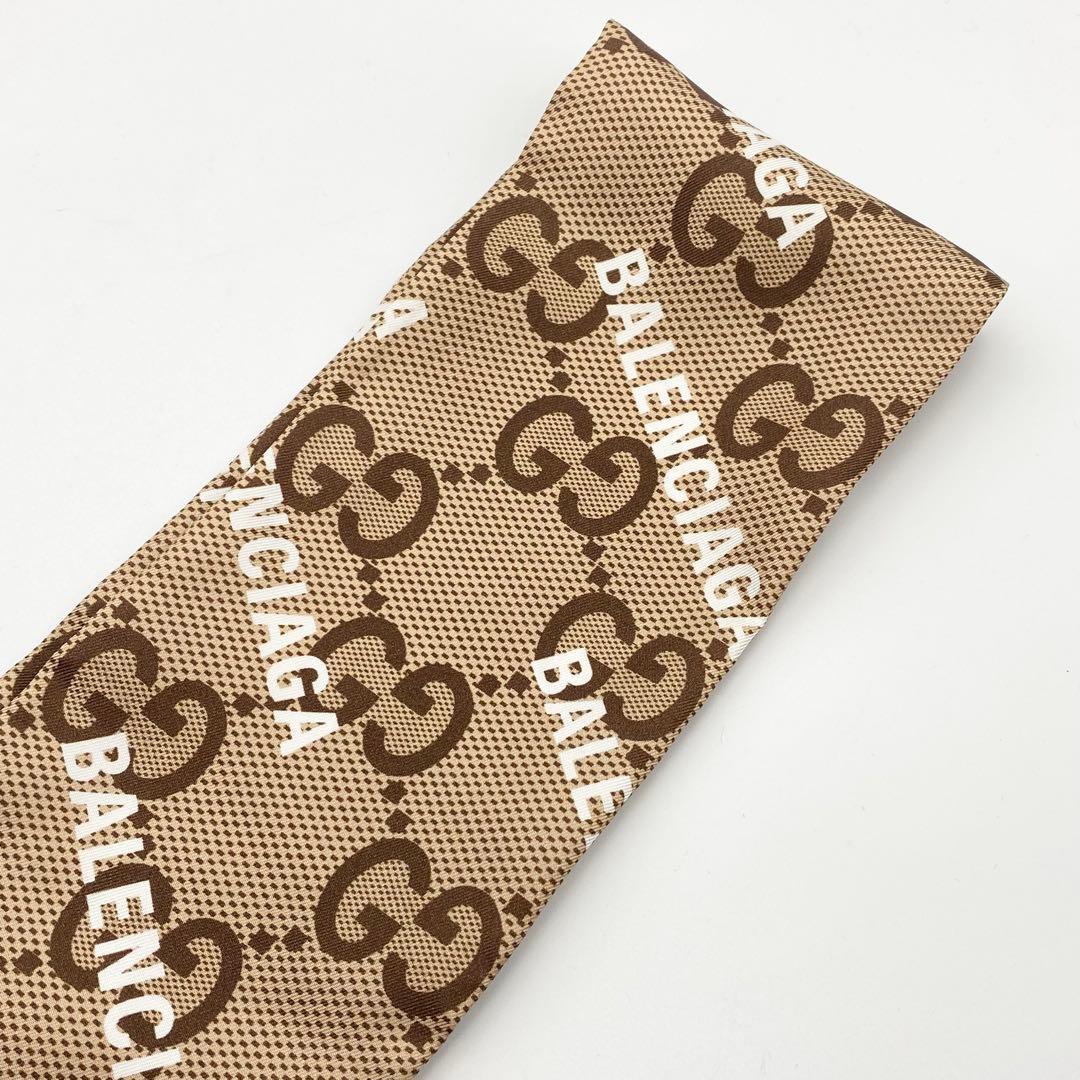 【未使用】GUCCI×BALENCIAGA・マキシGG・ネックボウ・スカーフ