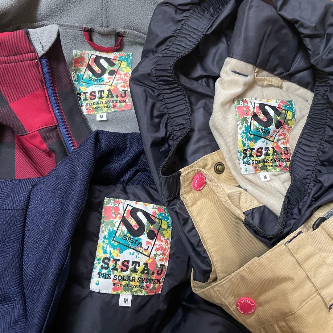 【美品】SISTA.J　スノボウェア 上下3点セット 　チェックレッド　Mサイズ
