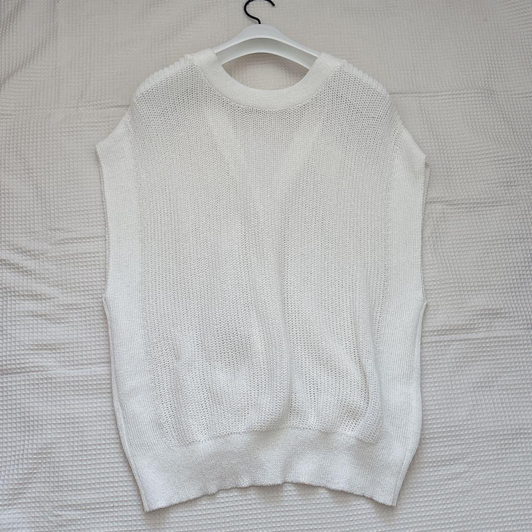 美品✨ノーリーズ ウォッシャブルペーパーヤーン2WAYベスト 白 人気 完売