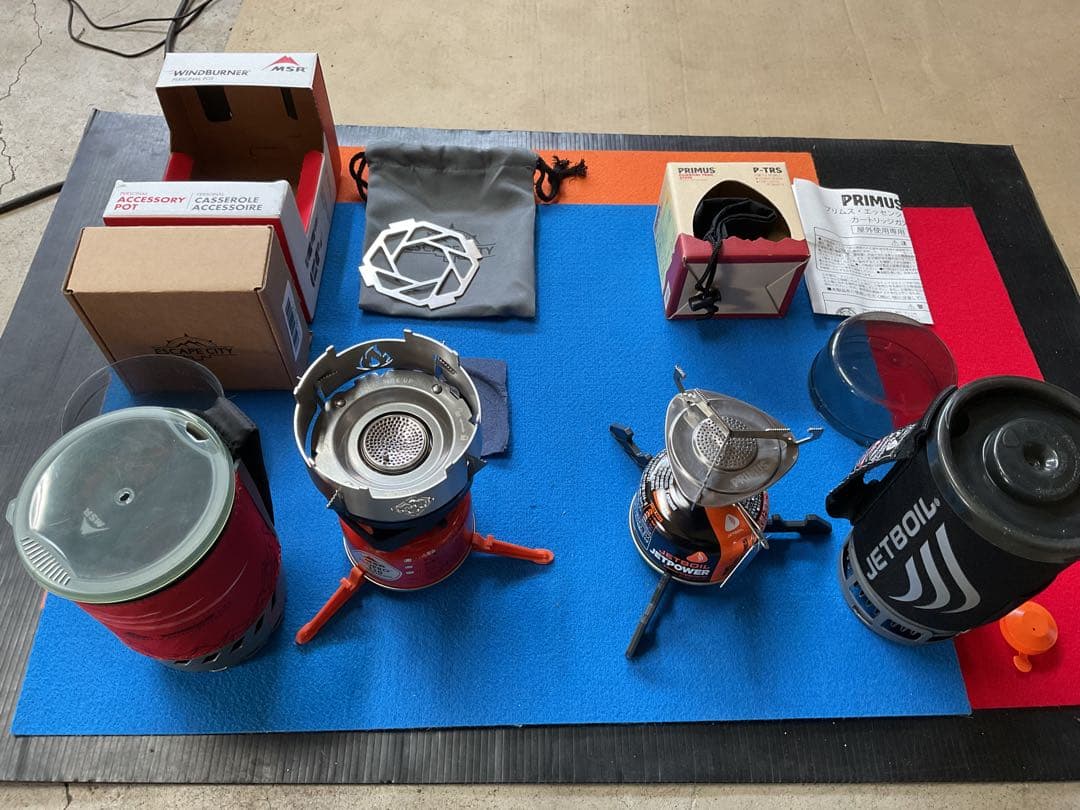 MSRウインドバーナー1ℓポット&JETBOILフラッシュ&PRIMUSバーナー