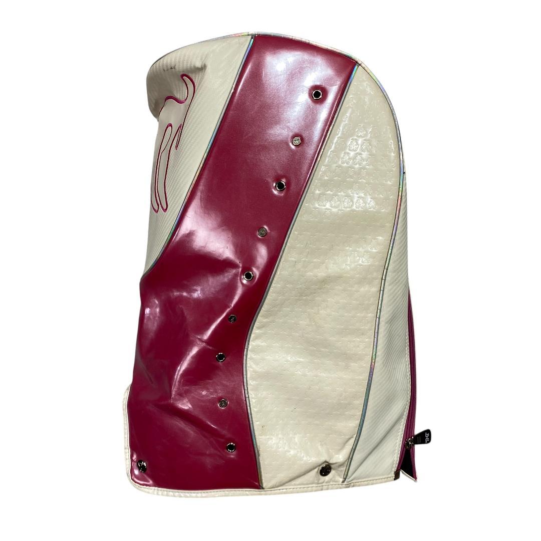 ダンスウィズドラゴン エナメル キャディバッグ ホワイト ピンク 9型 5分割