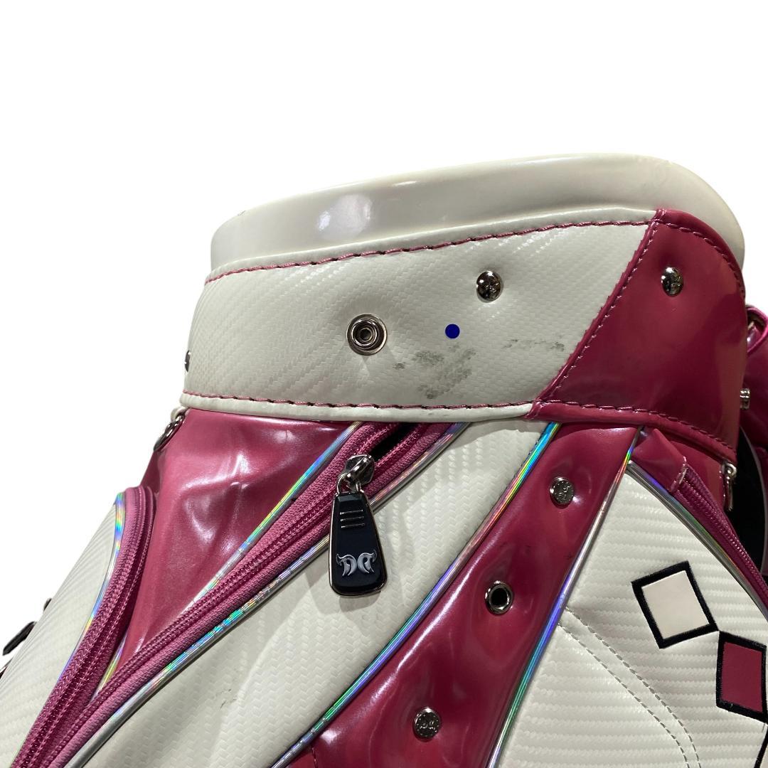 ダンスウィズドラゴン エナメル キャディバッグ ホワイト ピンク 9型 5分割