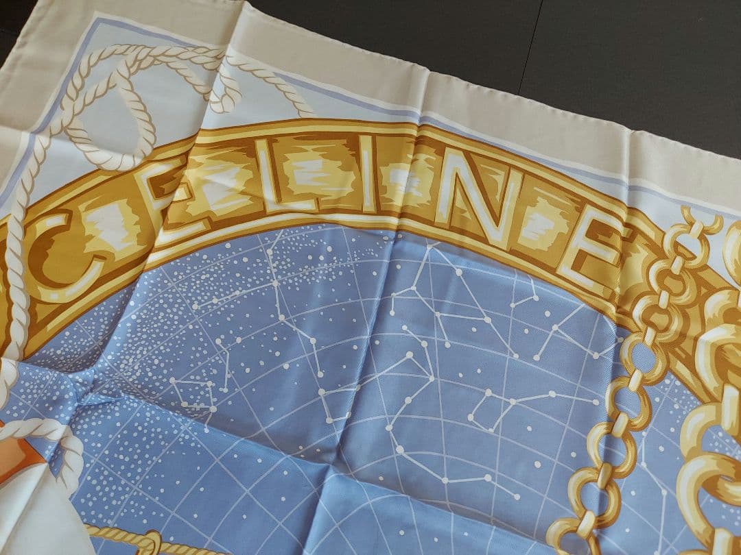 CELINE ロープ柄シルクスカーフ 星座 大航海 アイボリー 新品未使用