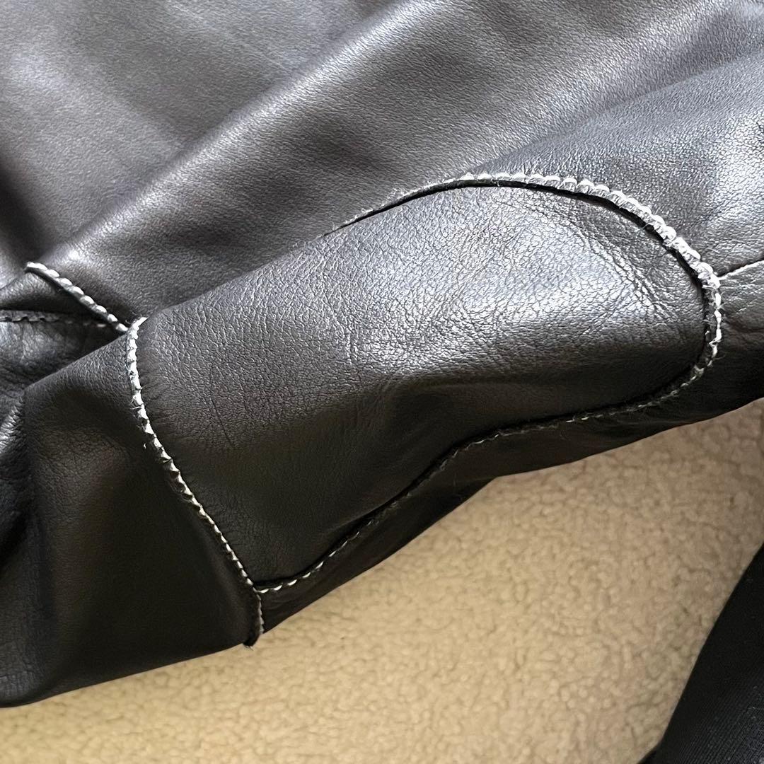 【美品】sisii “白ステッチ”シングルライダースジャケット (L)