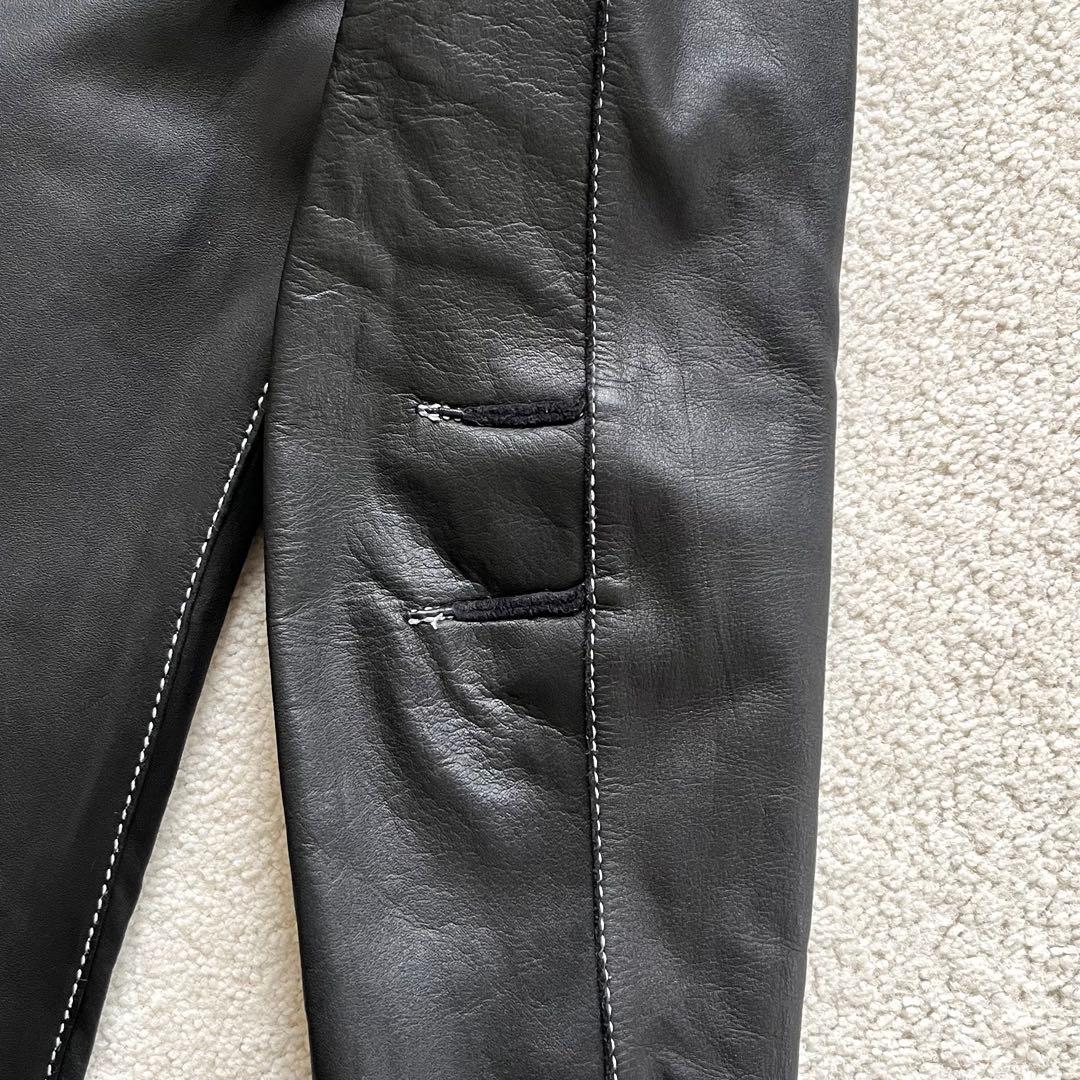 【美品】sisii “白ステッチ”シングルライダースジャケット (L)