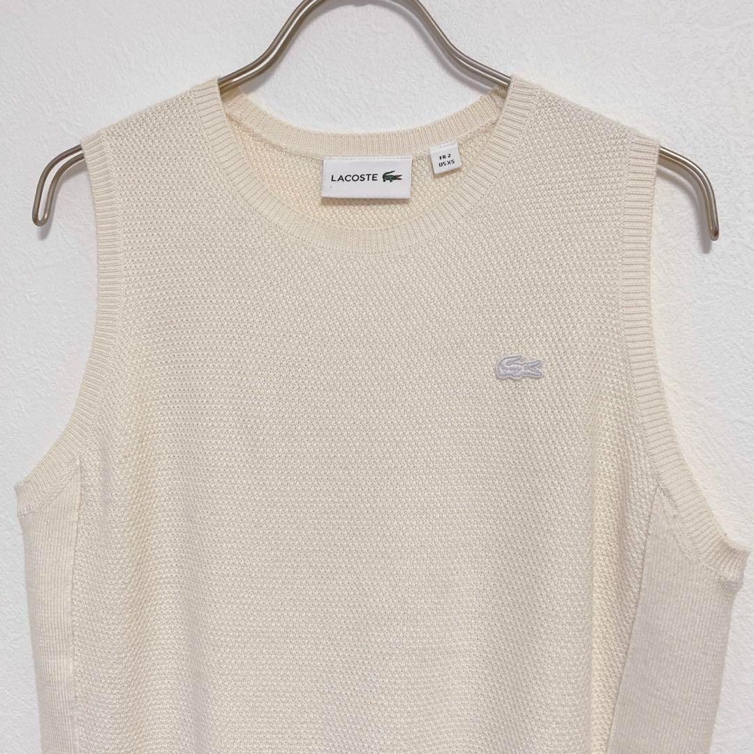 LACOSTE ニットベスト 刺繍 ラコステ ゴルフ オフホワイト