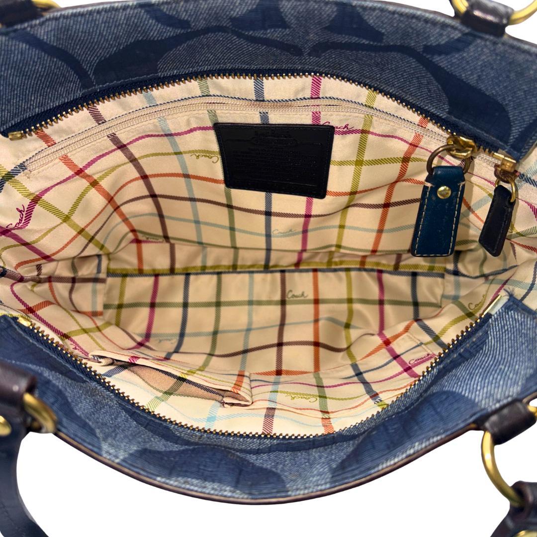 COACH コーチ トートバッグ シグネチャー デニム×ブルーストライプ