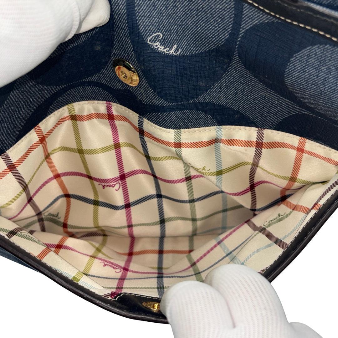 COACH コーチ トートバッグ シグネチャー デニム×ブルーストライプ