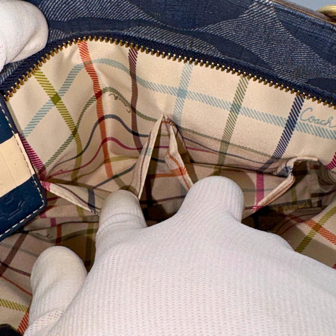 COACH コーチ トートバッグ シグネチャー デニム×ブルーストライプ