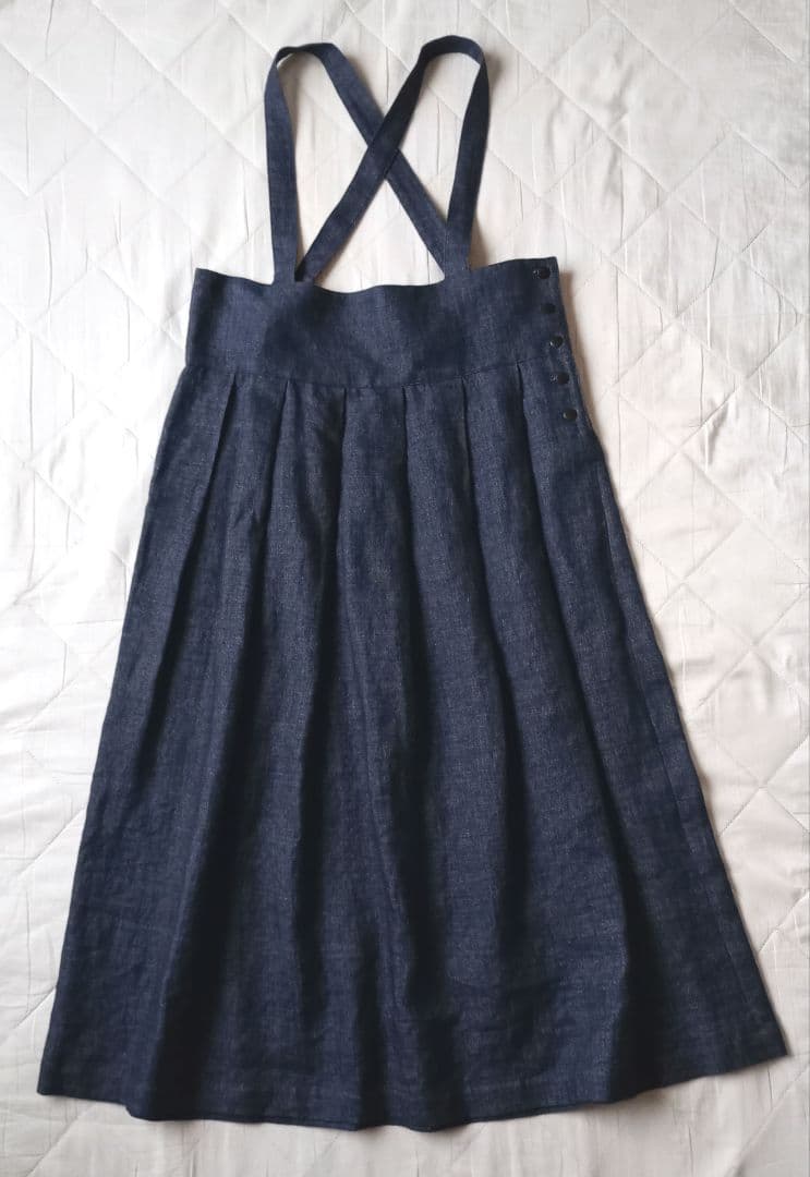 極美品　yarra　ウールリネン　ジャンパースカート　ワンピース　日本製　ヤラ