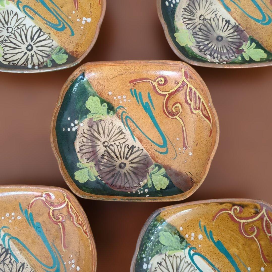 骨董　向付　菊に水流　皿　陶器　取り皿　アンティーク　5枚〜