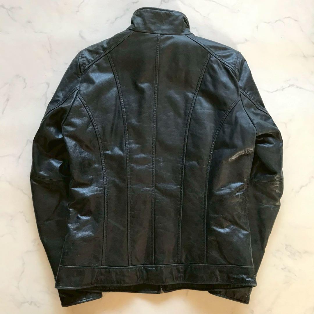 XL相当✨テットオム 牛革 レザージャケット 裏地キルティング ブラック 高級感
