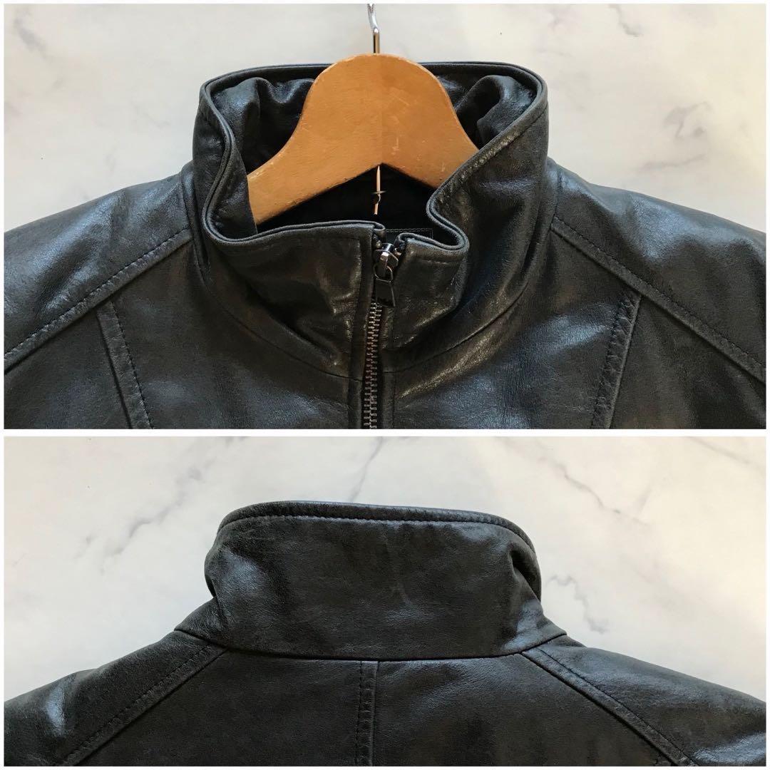 XL相当✨テットオム 牛革 レザージャケット 裏地キルティング ブラック 高級感