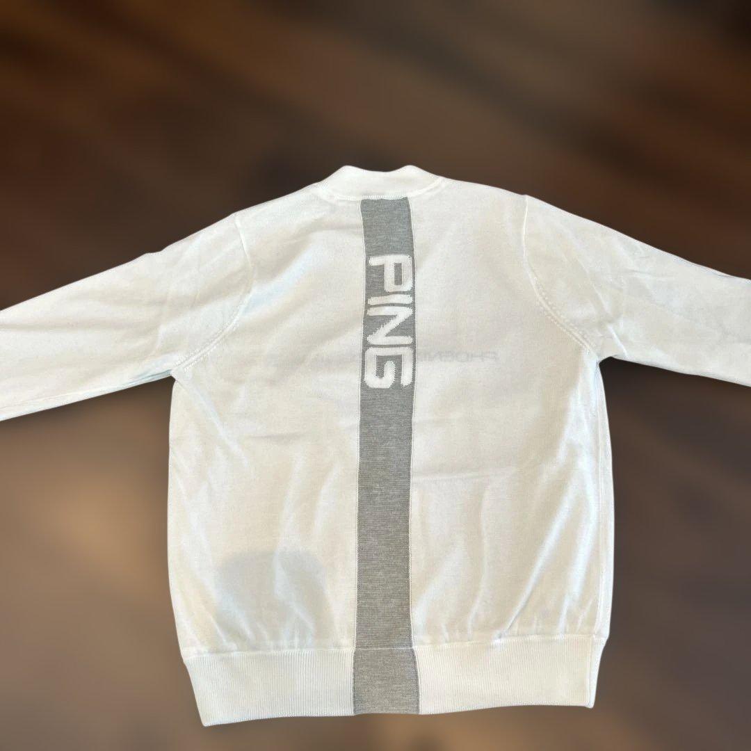 新品　ピン　PING リバーシブル　フルジップニットブルゾン　ホワイト　Lサイズ