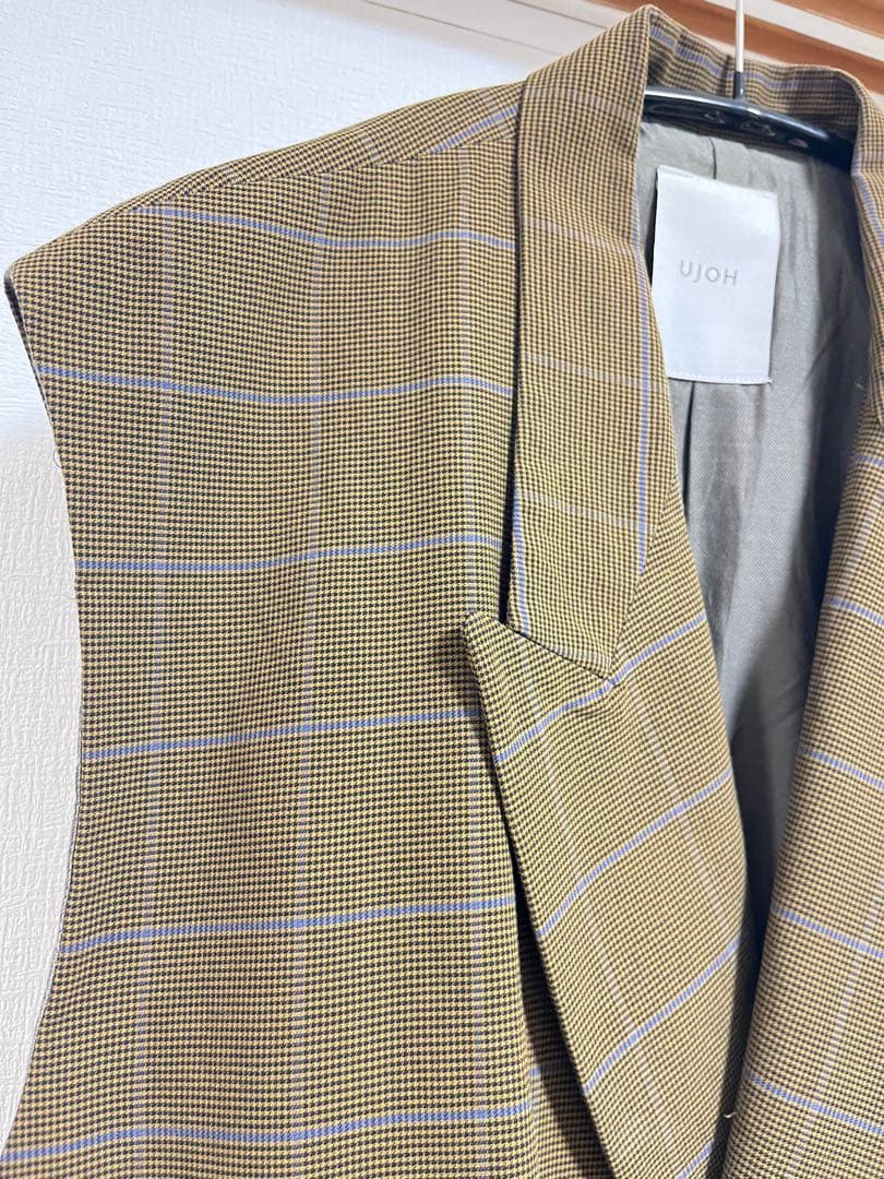 ブラウンチェック ダブルブレストベスト