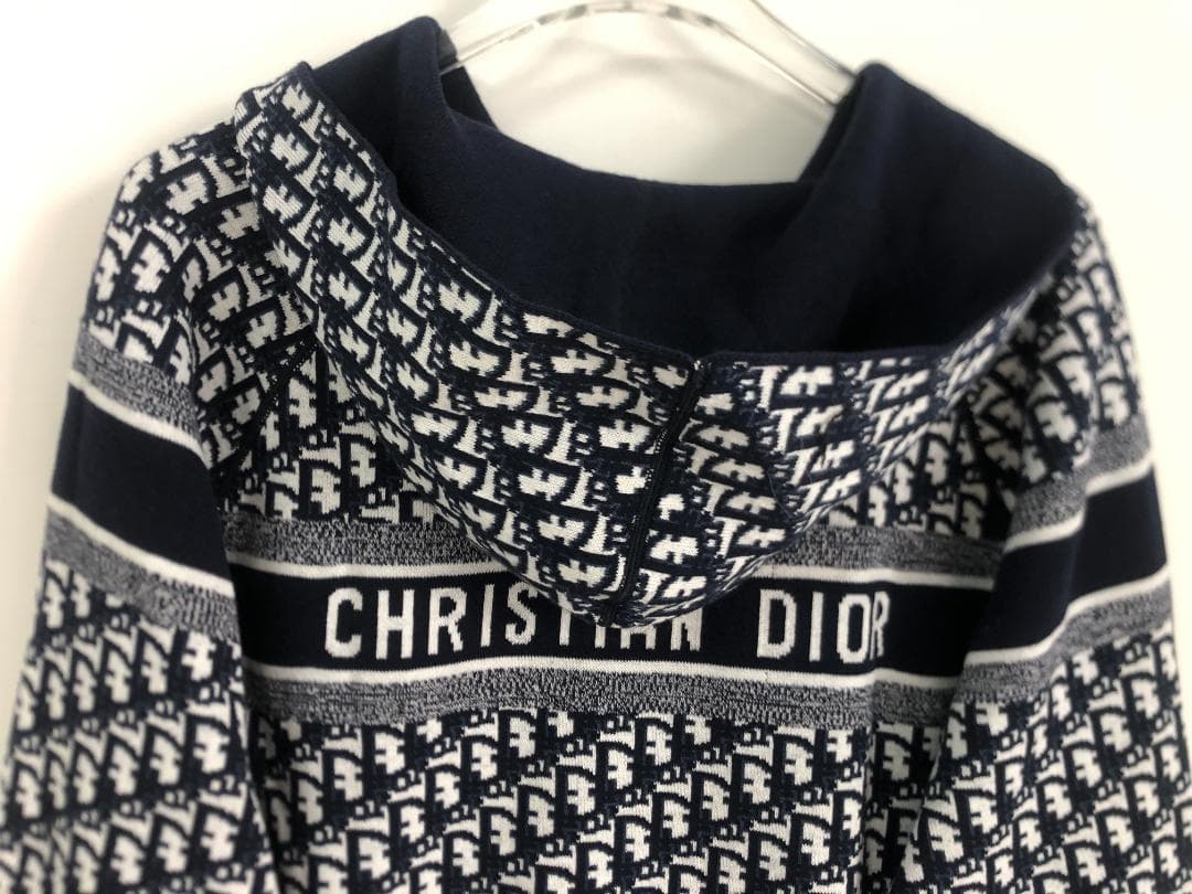 Dior ディオール ニットセーター　ネービーブルー　フーディ　超美品 両面用
