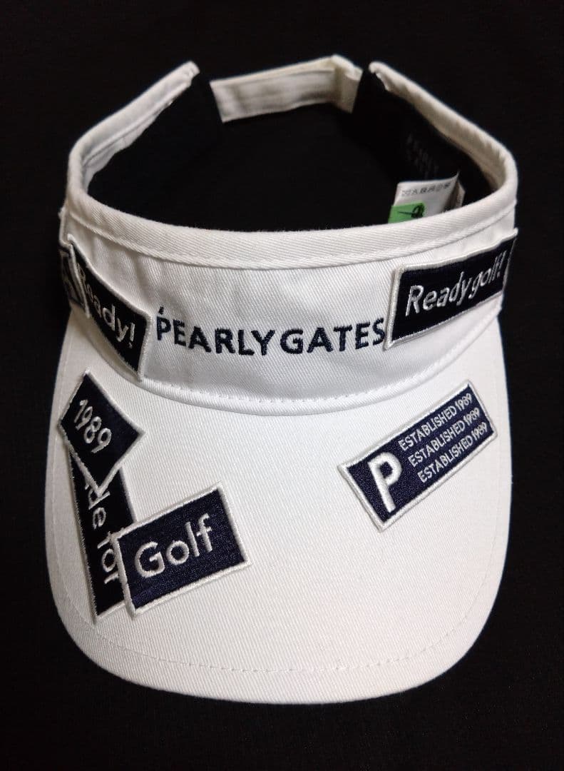 PEARLY GATES バイザー フリー 白 ステッカー柄 ワッペン