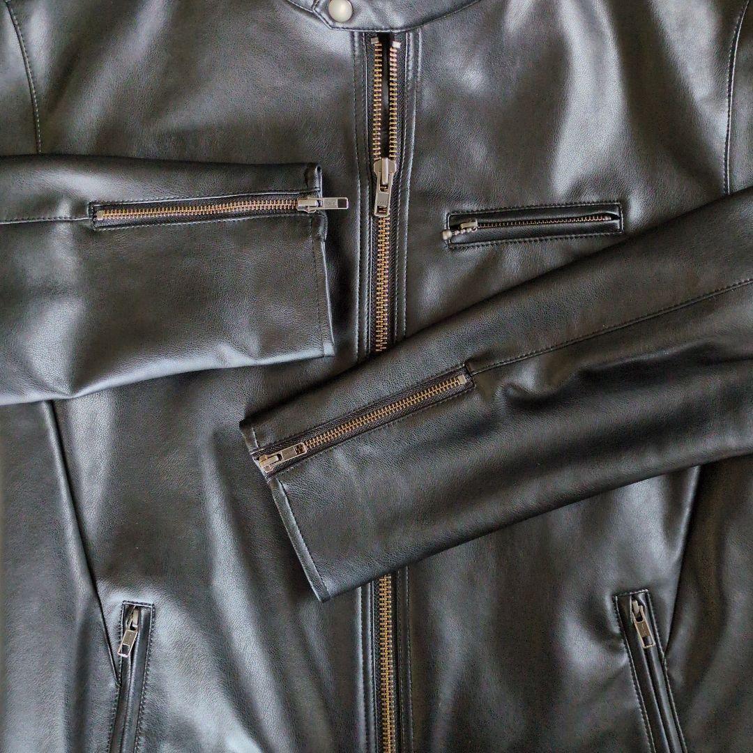 EDWIN シングルライダースジャケット XL ブラック 合成皮革 YKKジップ