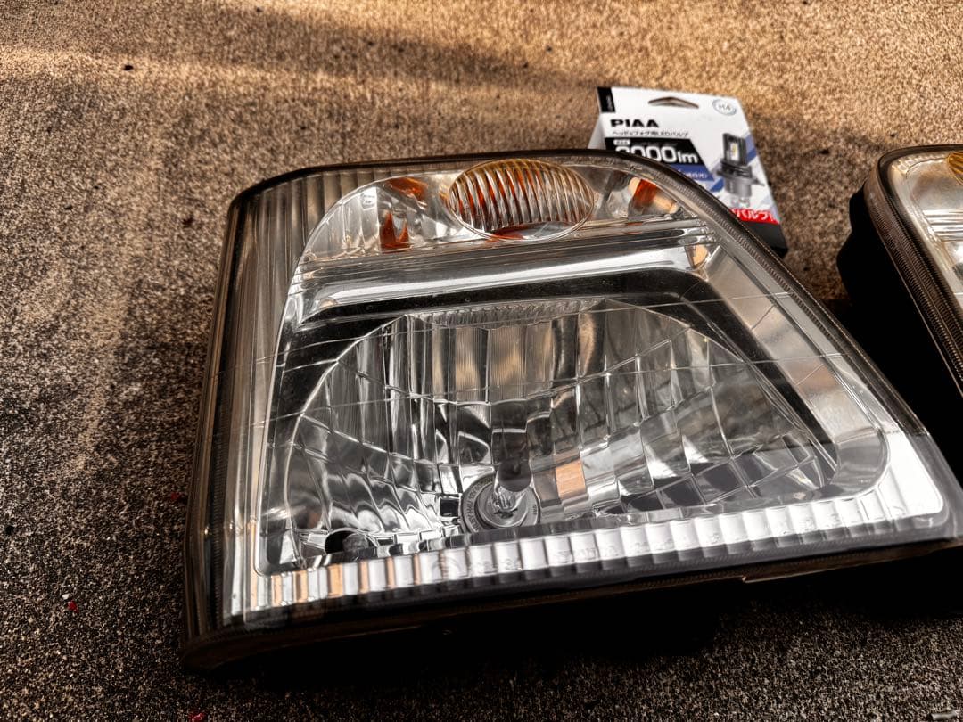 サンバー 最終型 ヘッドライト左右とLEDバルブ サイドウィンカー外品付