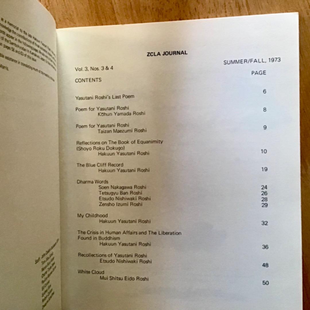 洋書 Yasutani Roshi Memorial Issue ZCLA