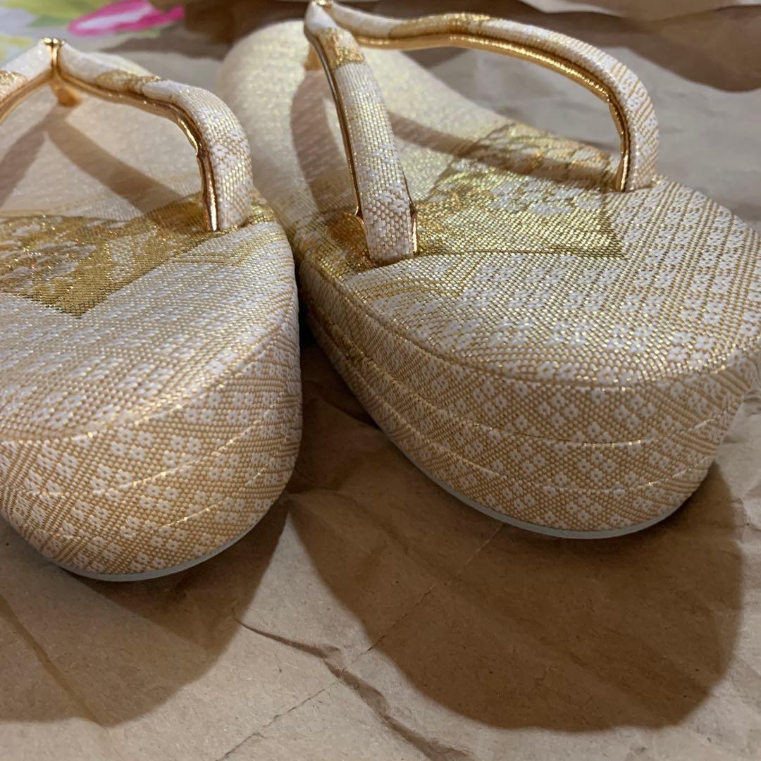 ☆新品Lサイズ 草履 ＆和装バックセット 金色模様 未使用品