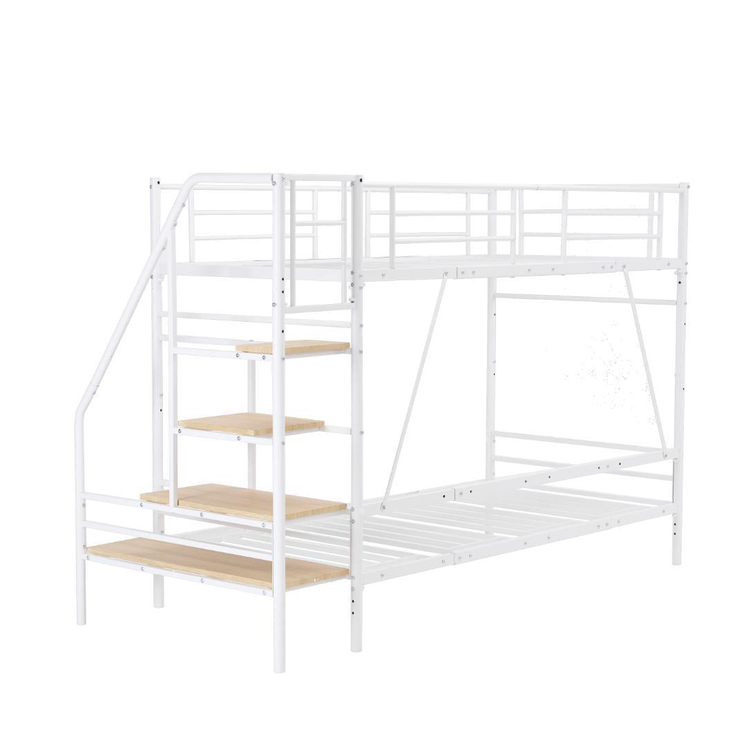 Sロフトベッド階段付きSパイプベッドシングル収納 スチール耐震【Sシングル】