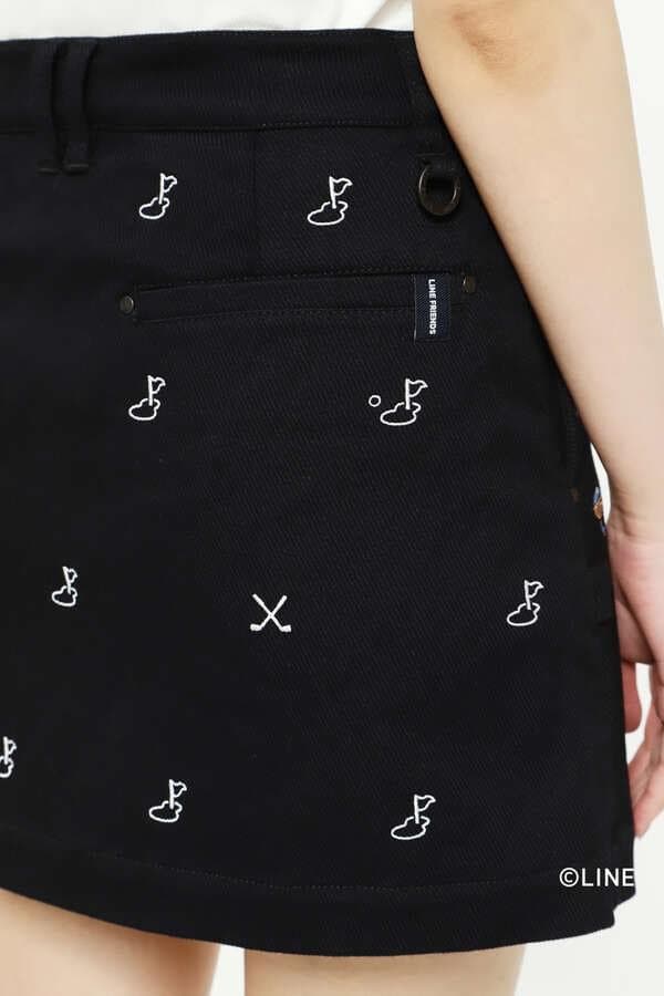 未使用 パーリーゲイツ LINE 刺繍 スカート 00 XS ゴルフ ネイビー紺