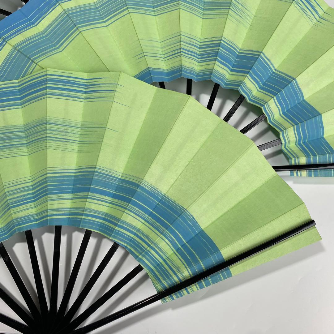 (258)舞扇　3本セット　かすみ　黄緑　水色　パール　詩吟　舞踊　扇子
