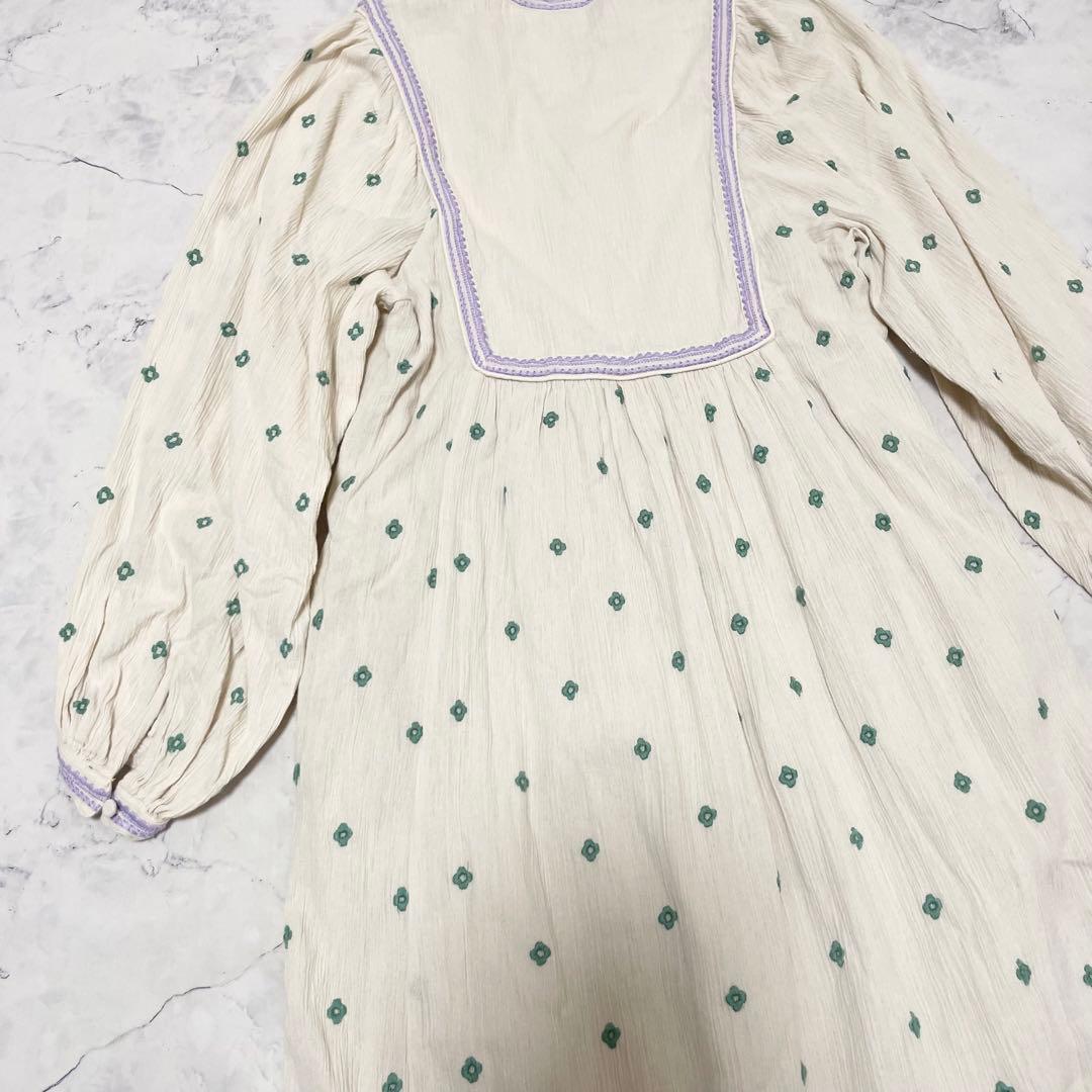 大人気 ヌキテパ コットンガーゼ フラワーモチーフ刺繍ワンピース 2023