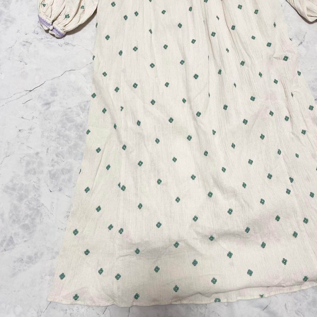 大人気 ヌキテパ コットンガーゼ フラワーモチーフ刺繍ワンピース 2023