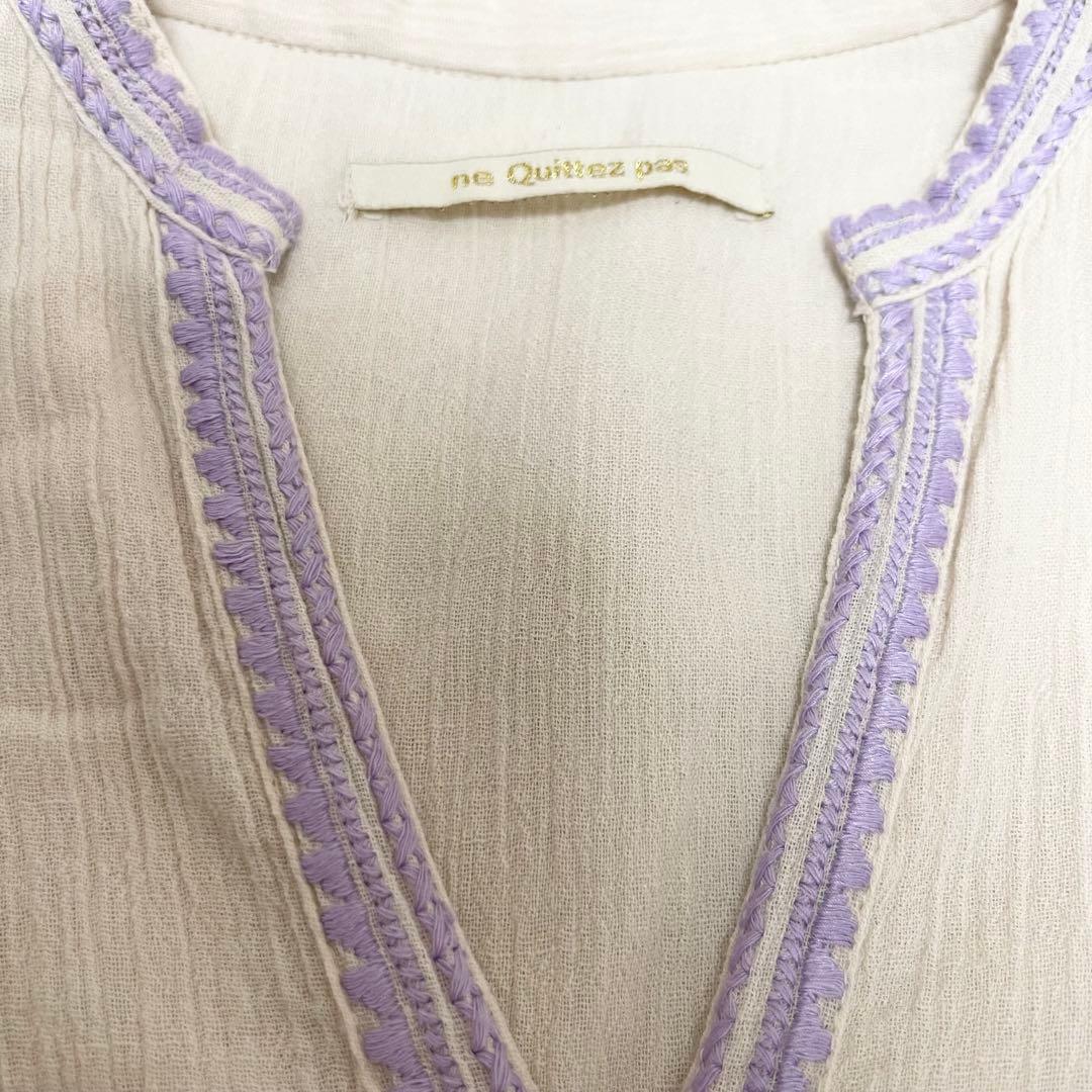 大人気 ヌキテパ コットンガーゼ フラワーモチーフ刺繍ワンピース 2023