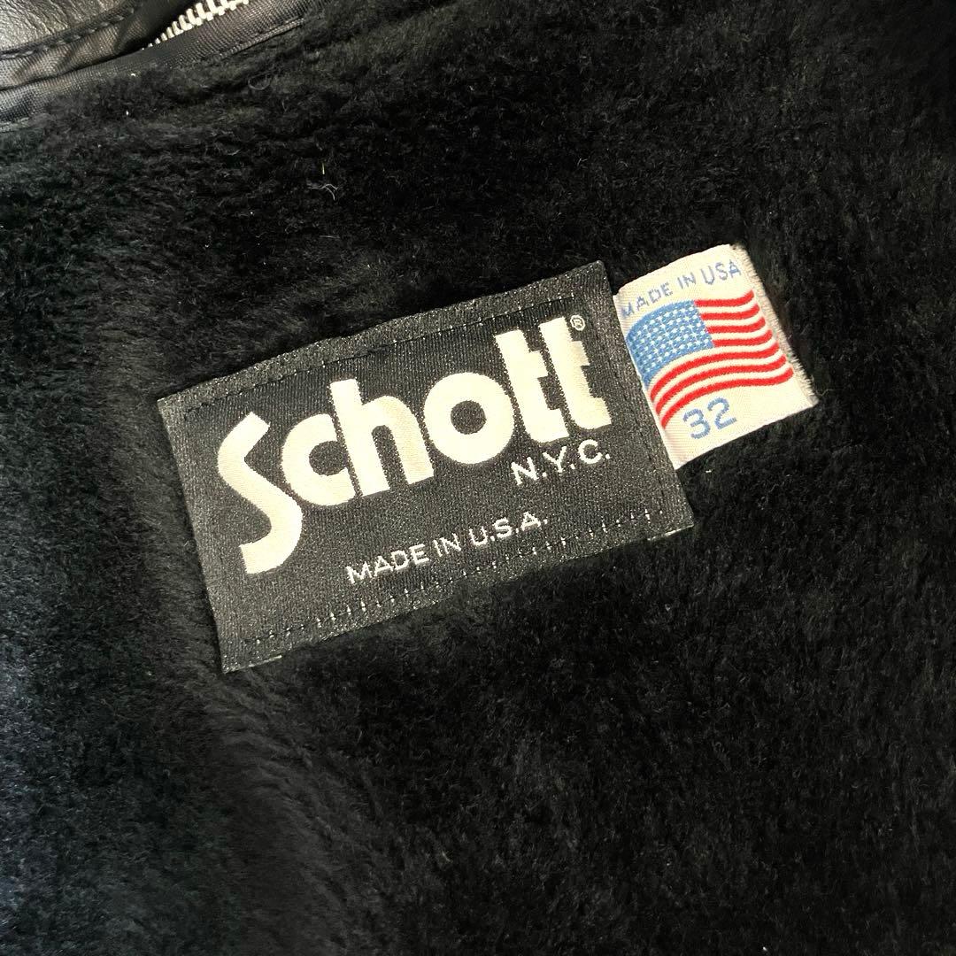 【美品】Schott 641 立ち襟シングルライダースジャケット　ボアライナー付