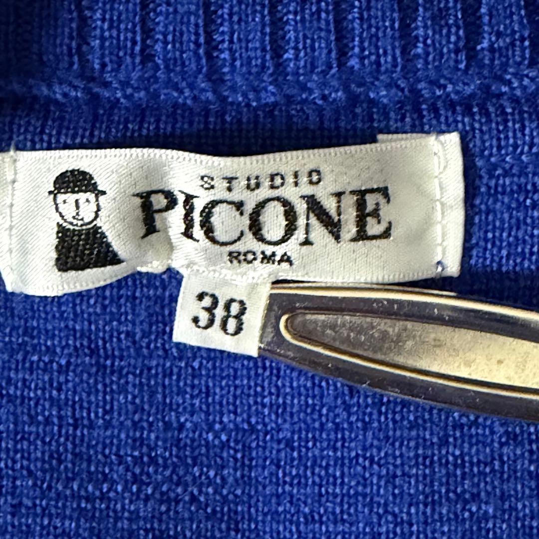 極美品 ピッコーネ ニットジャケット ロゴビジュー　カーディガン タートルネック