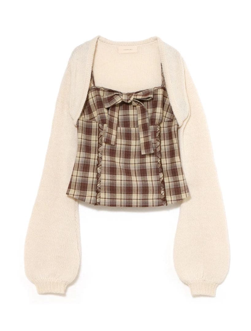 【即日発送】andmary Tyla ribbon set tops brown