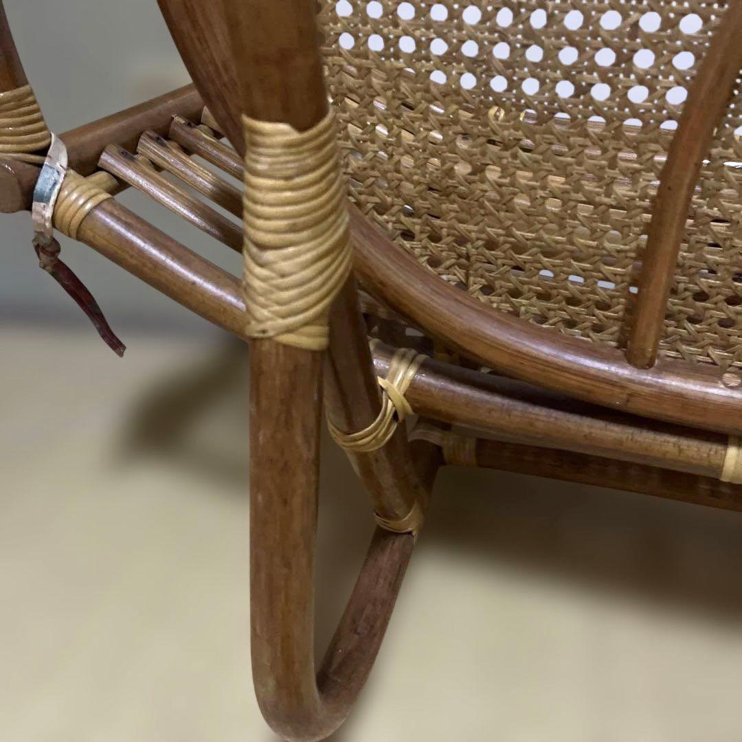 昭和レトロ 花柄　ラタンチェア 2人掛けソファー　　古家具 ビンテージ