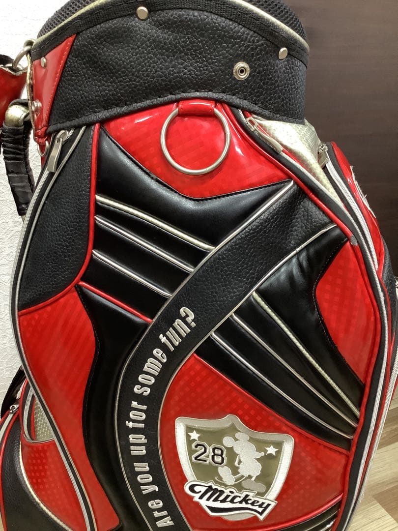 Mickey キャディバッグ 28 赤黒